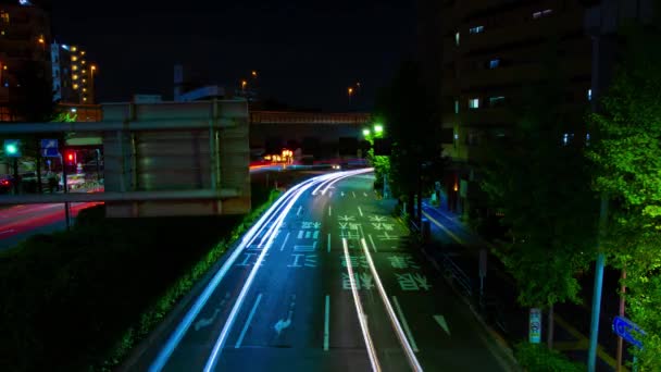 Night Timelapse Traffic Jam Downtown Street Tokyo High Quality Footage — Video Stock