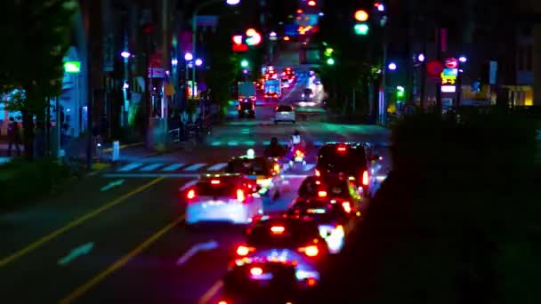 Нічний Таймелапс Мініатюрного Дорожнього Затору Токіо Високоякісні Кадрів Тосіма Район — стокове відео