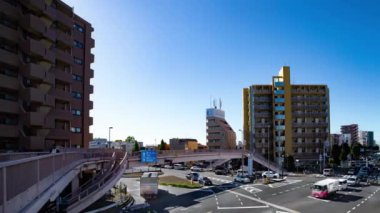 A timelapse of the traffic jam at the crossing in Tokyo wide shot. Setagaya district Tokyo Japan 11.02.2022 Here is a downtown district in Tokyo. High quality 4k footage.