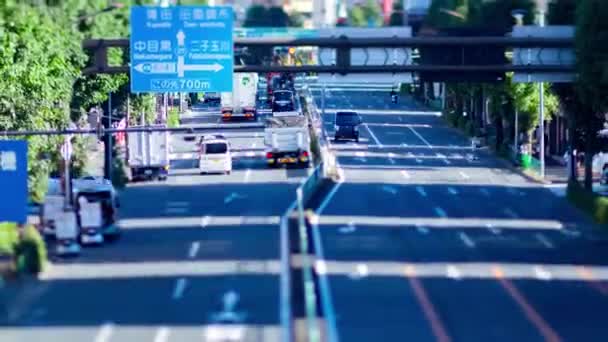 Timelapse Miniature Traffic Jam Downtown Street Tokyo Setagaya District Tokyo — стоковое видео