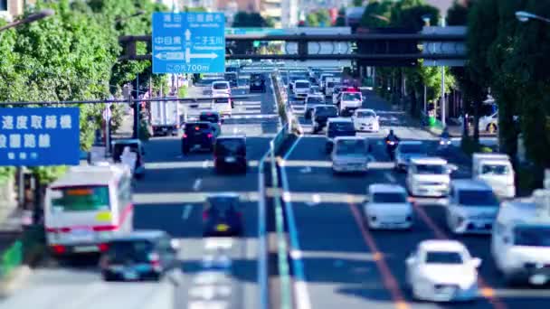 東京のダウンタウンの通りでミニチュア交通渋滞の時間経過 世田谷区 東京都中心部の繁華街です 高品質4K映像 — ストック動画