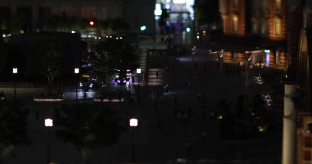 Paisaje Urbano Miniatura Nocturno Marunouchi Tokyo Tiltshift Imágenes Alta Calidad — Vídeo de stock