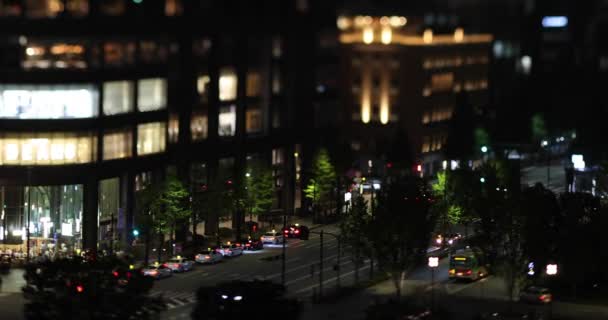Uma Paisagem Urbana Miniatura Noturna Marunouchi Tokyo Tiltshift Imagens Alta — Vídeo de Stock