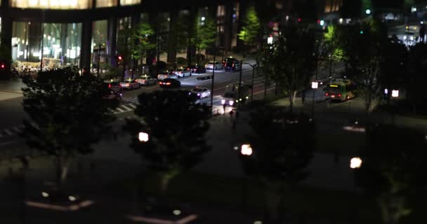 Uma Paisagem Urbana Miniatura Noturna Marunouchi Tokyo Tiltshift Imagens Alta — Vídeo de Stock