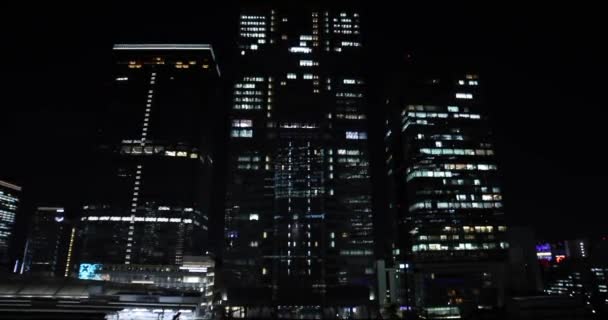 Night Panoramic Cityscape Marunouchi Tokyo Wide Shot High Quality Footage — ストック動画