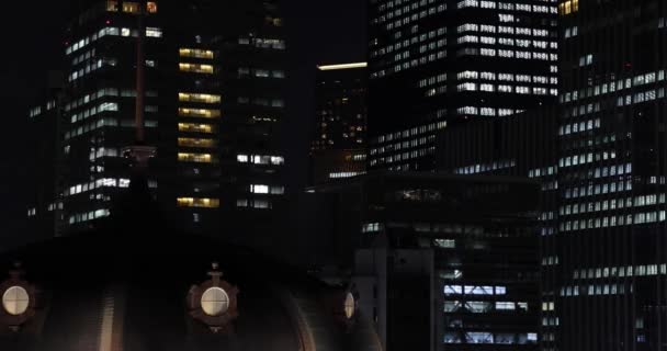 Nocny Miejski Krajobraz Marunouchi Tokio Wysoki Kąt Daleki Strzał Wysokiej — Wideo stockowe