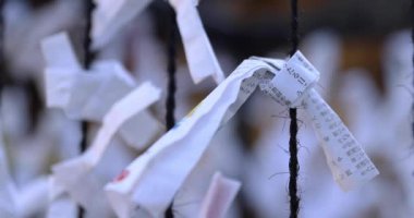 A traditional landscape at Tanashi Shrine in Tokyo. Nishitokyo district Tanashi Tokyo Japan 10.20.2022 Its a kind of fortune-telling. We can receive a message from god when we visit a shrine. High