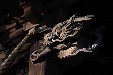 A main temple at Japanese Shrine. High quality photo. Nishitokyo district Tanashi Tokyo Japan 10.20.2022 Tanashi Shrine is a traditional shrine in Tokyo. 