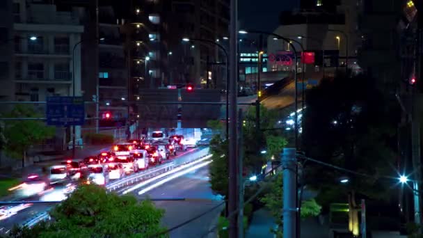 Нічний Таймелапс Затору Вулиці Ямате Район Мегуро Ohashi Tokyo Japan — стокове відео