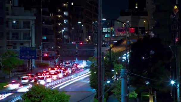 Night Timelapse Traffic Jam Yamate Avenue Meguro District Ohashi Tokyo — Stok Video