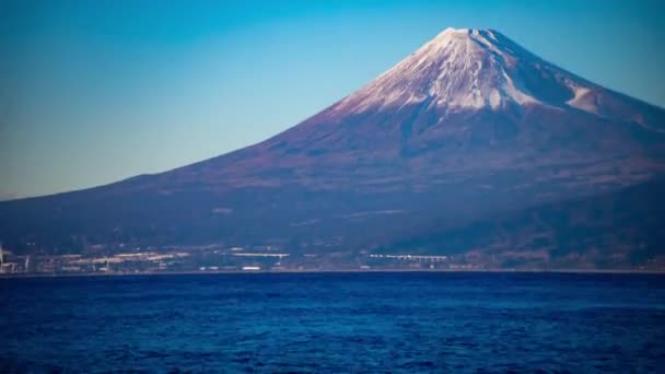 Zachód Słońca Timelapse Fuji Bliski Suruga Brzeg Morza Shizuoka Szeroka — Wideo stockowe