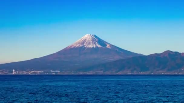 Timelapse Pôr Sol Monte Fuji Perto Costa Suruga Shizuoka Tiro — Vídeo de Stock