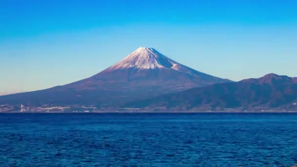 Timelapse Tramonto Monte Fuji Vicino Costa Suruga Colpo Largo Shizuoka — Video Stock