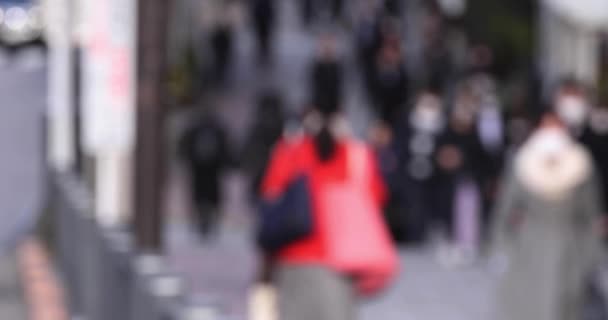 Uma Multidão Pessoas Ambulantes Rua Cidade Desfocadas Imagens Alta Qualidade — Vídeo de Stock