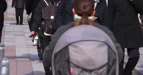 Натовп Людей Які Ходять Пішки Міській Вулиці Високоякісні Кадрів Округ — стокове відео