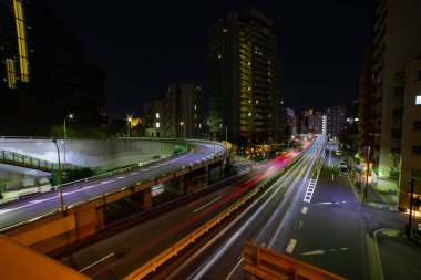 A night traffic jam at Yamate avenue in Tokyo. High quality photo. Meguro district Ohashi Tokyo Japan - 02.09.2023 It is neon street at the urban city. 