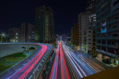 A night traffic jam at Yamate avenue in Tokyo. High quality photo. Meguro district Ohashi Tokyo Japan - 02.09.2023 It is neon street at the urban city. 