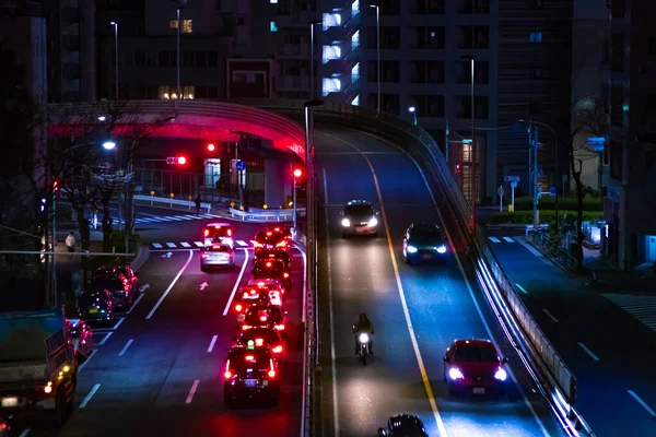 Night Traffic Jam Yamate Avenue Tokyo High Quality Photo Meguro — Stockfoto
