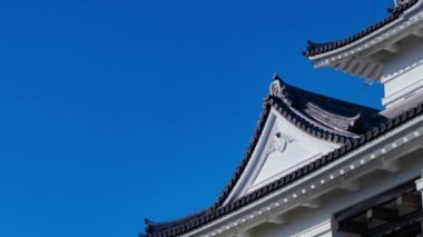 Kanagawa 'daki Odawara Kalesi' nde bir bulut zaman çizelgesi. Yüksek kalite 4K görüntü. Odawara bölgesi Kanagawa Japonya 01.24.2023 Japonya 'da geleneksel mimaridir.