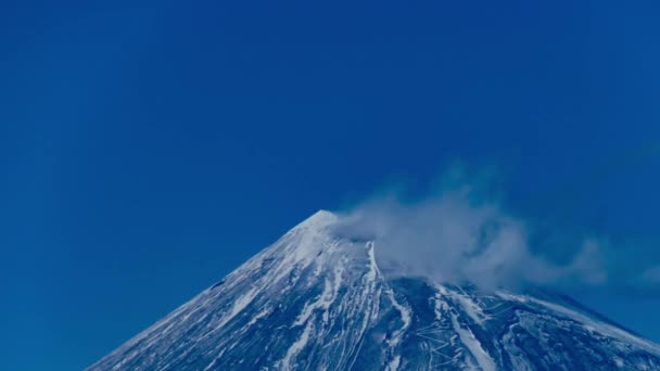 Shizuoka Daki Suruga Kıyısında Fuji Dağı Nın Zaman Çizelgesi Yüksek — Stok video