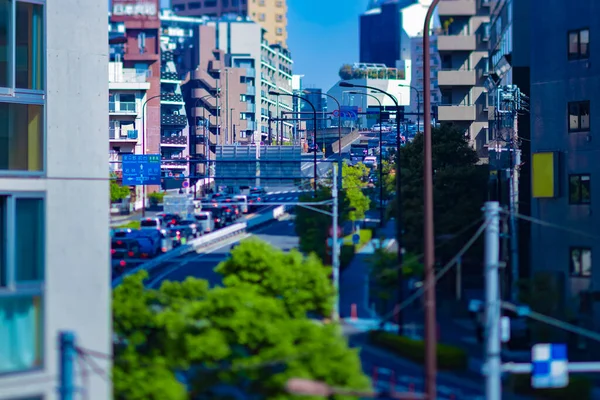 Een Miniatuur File Stad Straat Tokio Tiltshift Hoge Kwaliteit Foto — Stockfoto