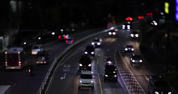 Night Traffic Jam Yamate Avenue Meguro District Ohashi Tokyo Japan — Stock Video