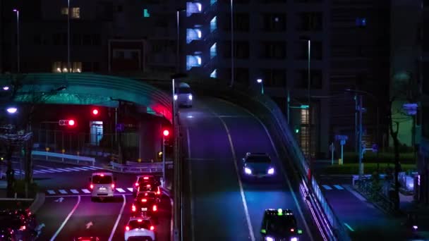 東京の山手通りでの渋滞の夜の経過 高品質4K映像 目黒区大橋東京都 2023都会のネオン街です 高品質4K映像 — ストック動画