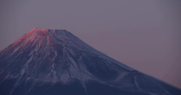 Crepuscolo Del Monte Fuji Dietro Cielo Blu Nel Teleobiettivo Invernale — Video Stock