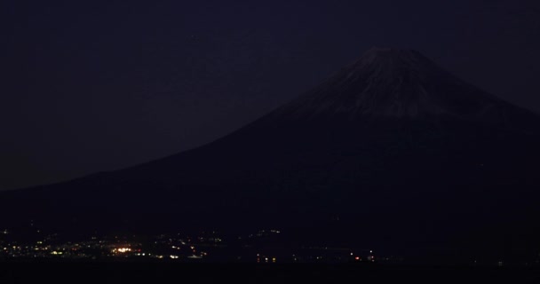 Night Fuji Blue Sky Winter High Quality Footage Numazu District — Stock Video