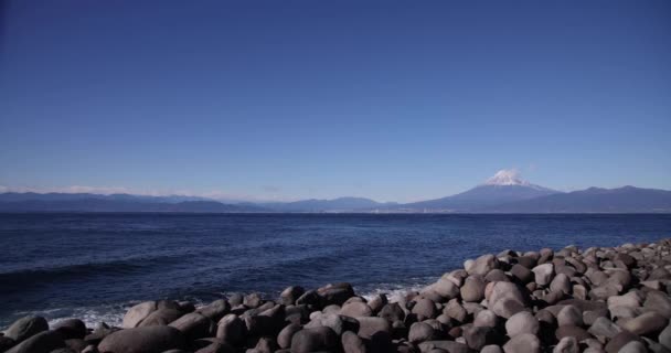 Fuji Perto Costa Suruga Shizuoka Tiro Largo Imagens Alta Qualidade — Vídeo de Stock