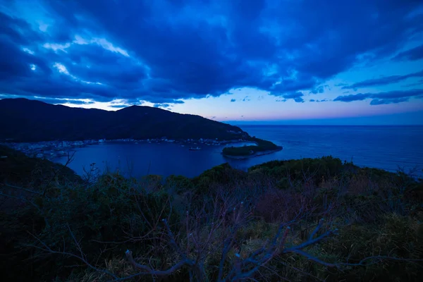 Ein Panoramischer Hafen Morgengrauen Auf Dem Land Shizuoka Weitwinkel Hochwertiges — Stockfoto