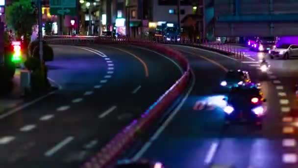 Ночной Хронометраж Пробок Городской Улице Токио Высококачественные Кадры Токийский Район — стоковое видео