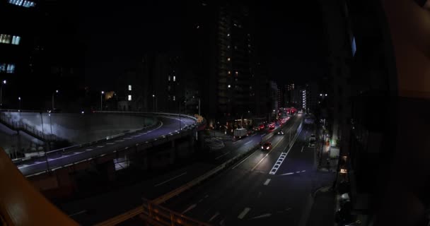 Nattlig Stadsbild Trafikstockningen Stadens Gata Högkvalitativ Film Meguro Distriktet Tokyo — Stockvideo