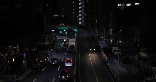 Şehir Caddesindeki Trafik Sıkışıklığının Gece Manzarası Yüksek Kalite Görüntü Meguro — Stok video