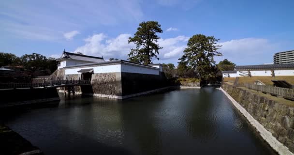 Portão Castelo Odawara Kanagawa Dia Ensolarado Tiro Panorâmico Imagens Alta — Vídeo de Stock