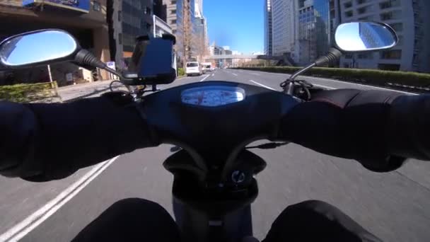 Punkt Widzenia Jazdy Rowerem Smartfonem Ulicy Miasta Tokio Tokio Japonia — Wideo stockowe