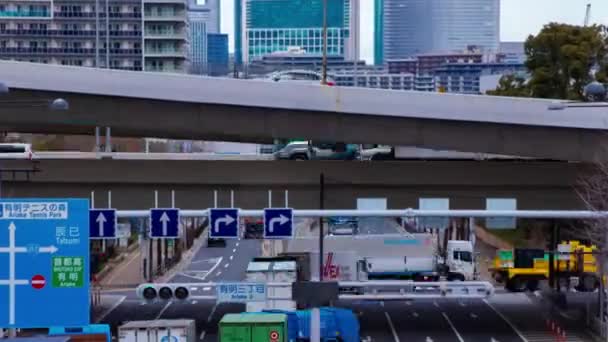 Timelapse Traffic Jam Road Sign City Street Tokyo High Quality — Stock Video
