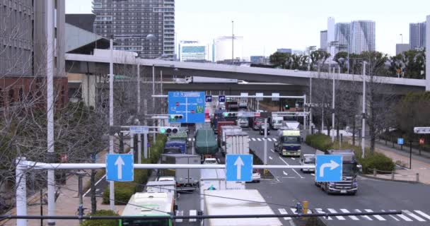 Korki Ulicy Miasta Tokio Pochmurny Dzień Wysokiej Jakości Materiał Dzielnica — Wideo stockowe