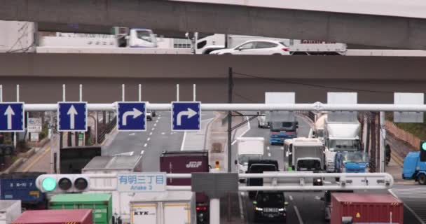 Embouteillage Dans Rue Tokyo Téléobjectif Tourné Images Haute Qualité Koto — Video