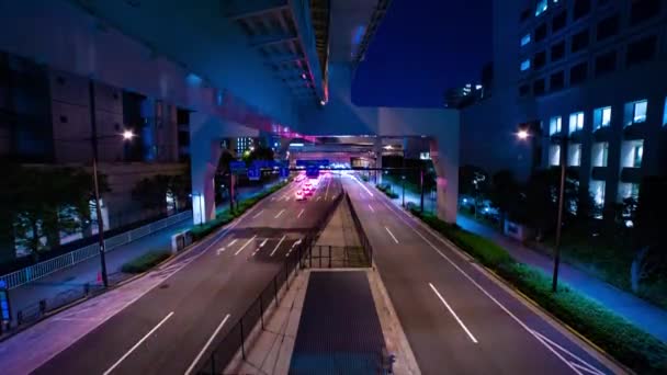 Nattlig Timelapse Trafikstockning Stadens Gata Tokyo Högkvalitativ Film Shibuya Distriktet — Stockvideo