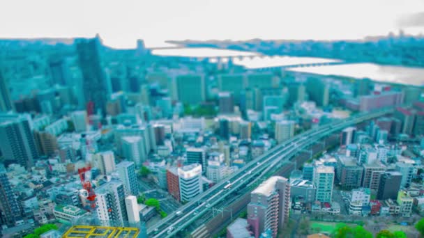 Een Tijdspanne Van Panorama Stadsgezicht Nabij Yodo Rivier Osaka Hoge — Stockvideo