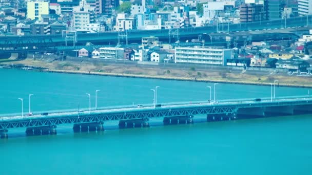 Aperçu Paysage Urbain Panoramique Près Rivière Yodo Osaka Images Haute — Video