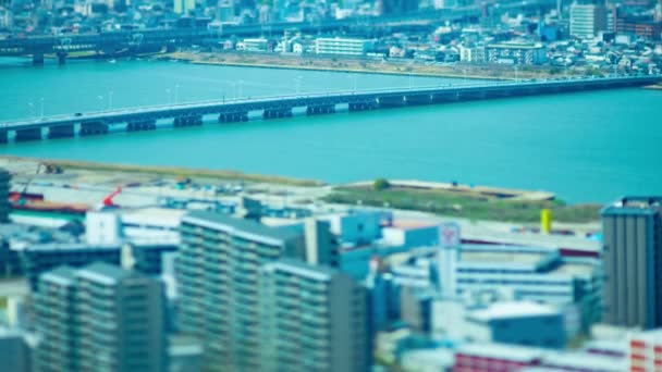 Osaka Daki Yodo Nehri Yakınlarındaki Minyatür Şehir Manzarasının Zaman Çizelgesi — Stok video