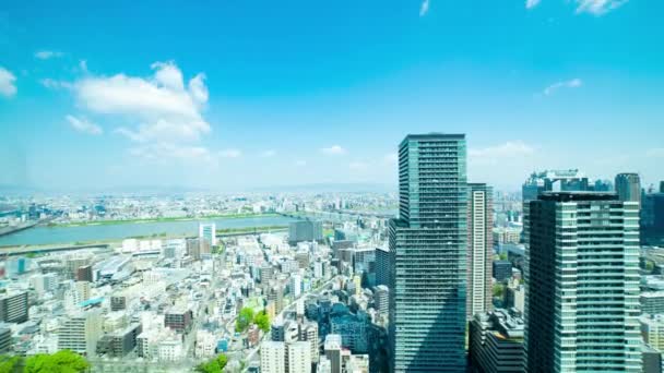 Timelapse Panoramicznego Miejskiego Krajobrazu Pobliżu Rzeki Yodo Osace Wysokiej Jakości — Wideo stockowe
