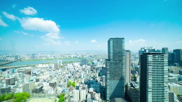 Osakai Yodo Folyó Melletti Panoráma Városkép Időrendje Kiváló Minőségű Felvétel — Stock videók