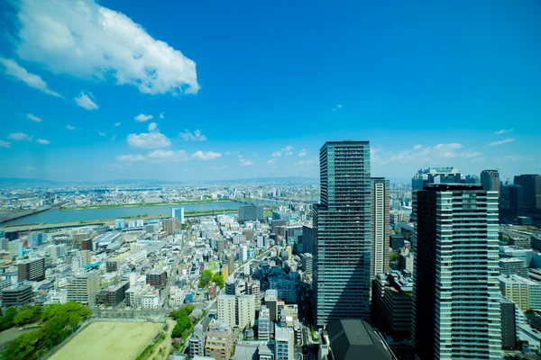 Ett Panorama Stadsbild Nära Yodo Floden Osaka Bred Skott Högkvalitativt — Stockfoto
