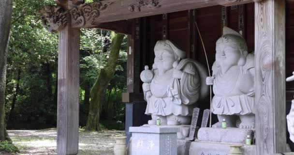 Estatuas Guardianes Japoneses Calle Tradicional Tokio Imágenes Alta Calidad Distrito — Vídeo de stock