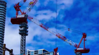 Tokyo 'da yapım aşamasındaki vincin zaman çizelgesi. Yüksek kalite 4K görüntü. Koto bölgesi Ariake Tokyo 02.15.2023 Tokyo 'da bir elektrik çeyreği. Tokyo 'nun merkezindedir.. 