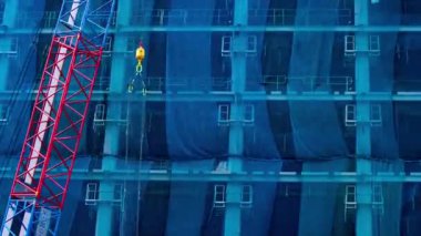 Tokyo 'da yapım aşamasındaki vincin zaman çizelgesi. Yüksek kalite 4K görüntü. Koto bölgesi Ariake Tokyo 02.15.2023 Tokyo 'da bir elektrik çeyreği. Tokyo 'nun merkezindedir.. 