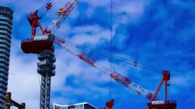 Tokyo 'da yapım aşamasındaki vincin zaman çizelgesi. Yüksek kalite 4K görüntü. Koto bölgesi Ariake Tokyo 02.15.2023 Tokyo 'da bir elektrik çeyreği. Tokyo 'nun merkezindedir.. 